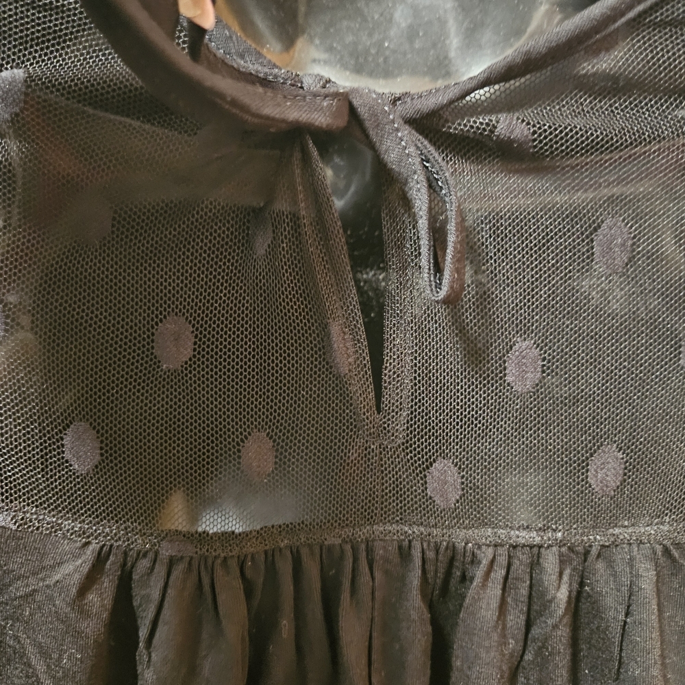 New York & Company Black Sheer Polka Dot Top - Picture 11 of 12